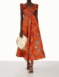 New ZIMMERMANN Ginger Frill Midi Dress