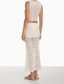 Best ZIMMERMANN Ginger Hand Crochet Midi Skirt