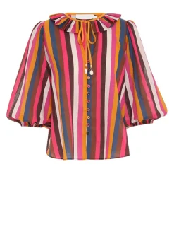 New ZIMMERMANN Ginger Ruffle Neck Top