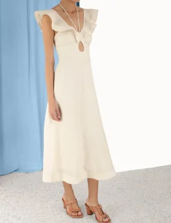 New ZIMMERMANN Halcyon Flutter Midi Dress