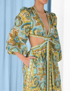 Hot ZIMMERMANN Halcyon Tie Front Midi Dress