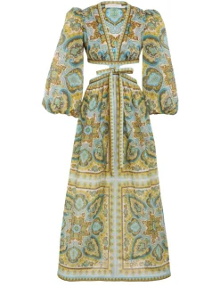 Discount ZIMMERMANN Halcyon Tie Front Midi Dress
