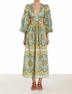 Discount ZIMMERMANN Halcyon Tie Front Midi Dress