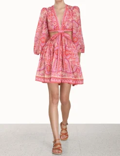 Clearance ZIMMERMANN Halcyon Tie Front Mini Dress