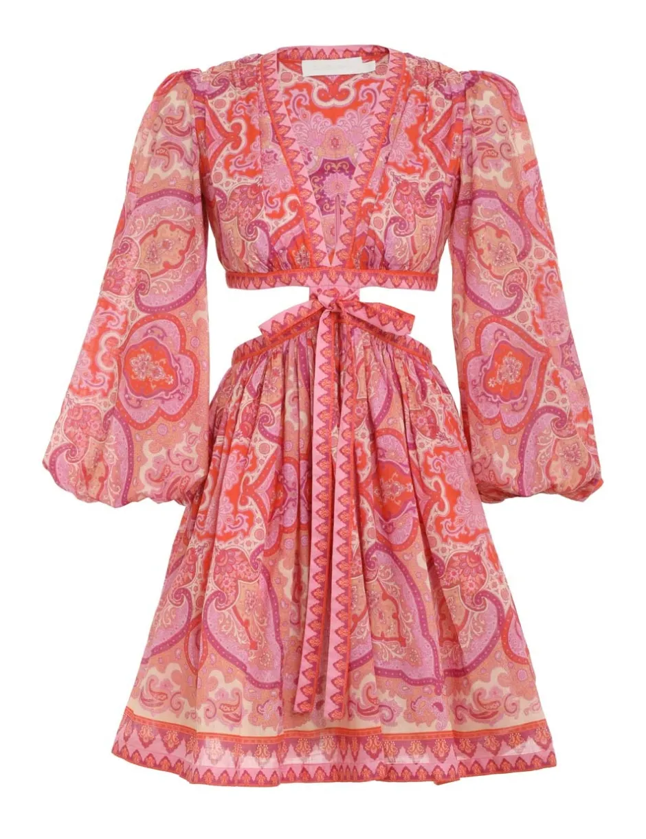 ZIMMERMANN Halcyon Tie Front Mini Dress