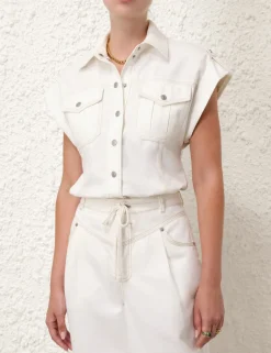 ZIMMERMANN Junie Denim Utility Shirt