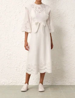 ZIMMERMANN Junie Embroidered Midi Dress