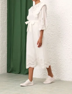 ZIMMERMANN Junie Embroidered Midi Dress