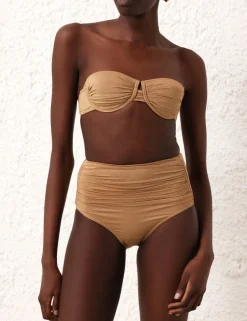 Online ZIMMERMANN Junie Lurex Gathered Bikini