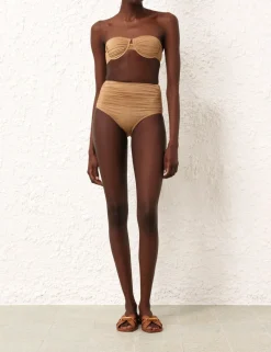 Online ZIMMERMANN Junie Lurex Gathered Bikini