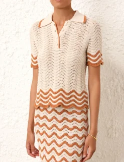 Best ZIMMERMANN Junie Textured Knit Polo