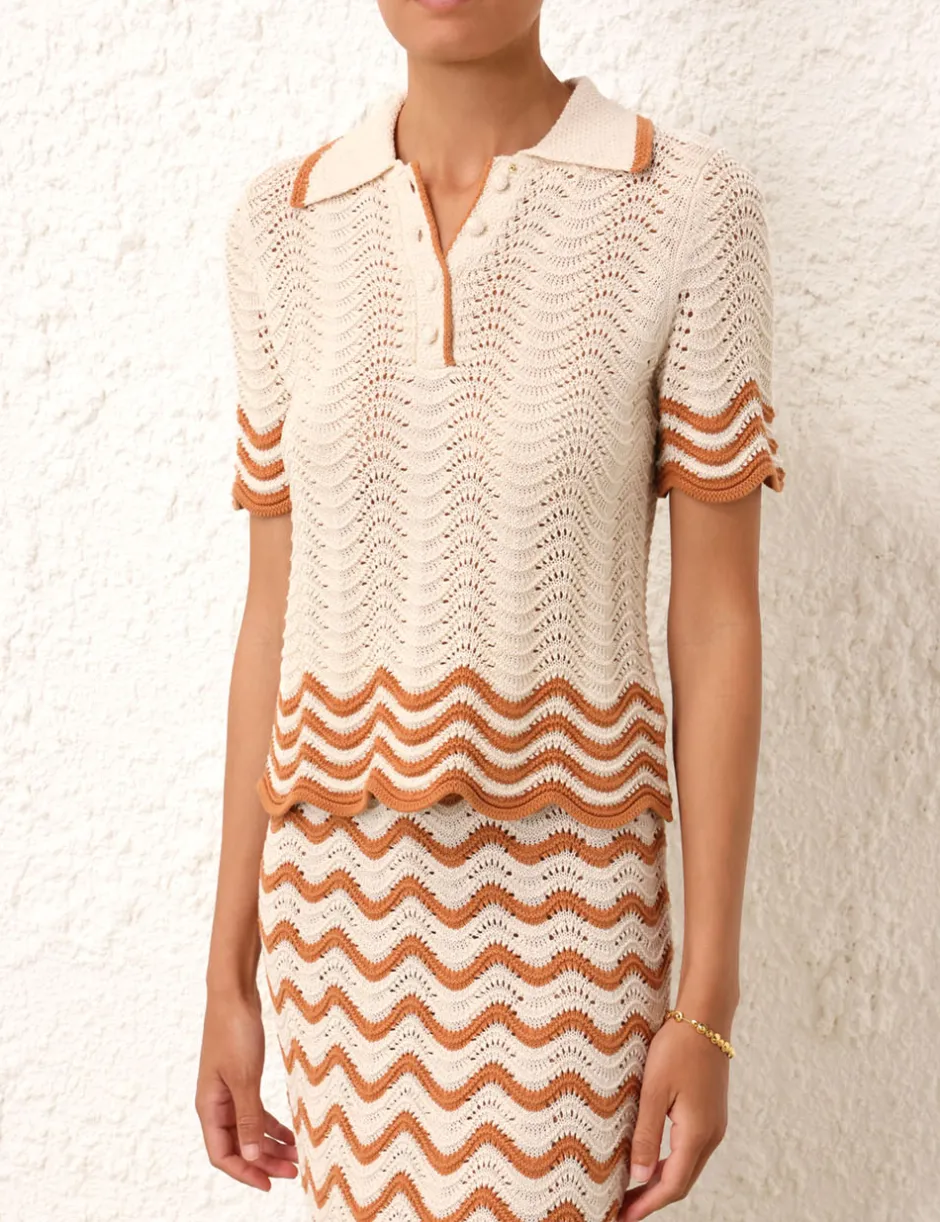Best ZIMMERMANN Junie Textured Knit Polo