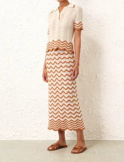 Hot ZIMMERMANN Junie Textured Knit Skirt