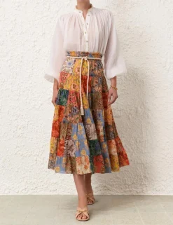 Online ZIMMERMANN Junie Tiered Midi Skirt