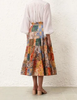 Online ZIMMERMANN Junie Tiered Midi Skirt