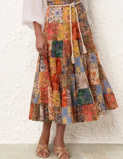 Online ZIMMERMANN Junie Tiered Midi Skirt