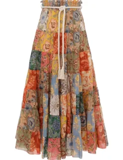 New ZIMMERMANN Junie Tiered Midi Skirt