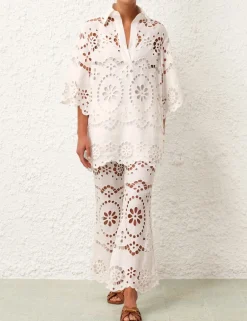 Clearance ZIMMERMANN Lexi Embroidered Flare Pant