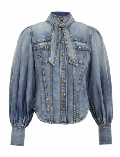 Best ZIMMERMANN Luminosity Denim Corset Shirt