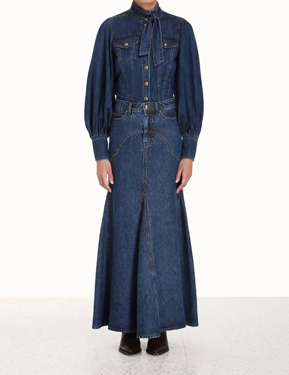 New ZIMMERMANN Luminosity Denim Corset Shirt