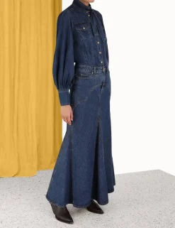 Sale ZIMMERMANN Luminosity Denim Corset Shirt