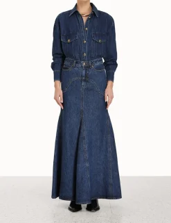 Best ZIMMERMANN Luminosity Denim Maxi Skirt