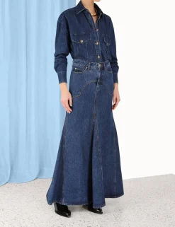 Clearance ZIMMERMANN Luminosity Denim Maxi Skirt