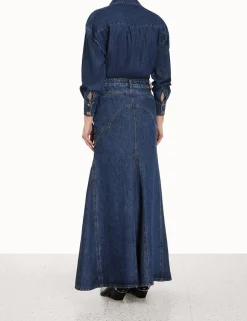 Clearance ZIMMERMANN Luminosity Denim Maxi Skirt