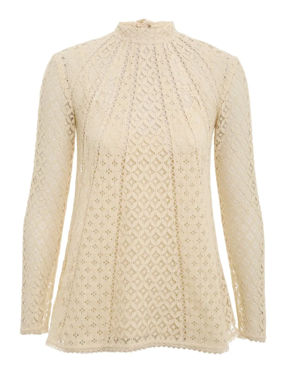 Outlet ZIMMERMANN Luminosity Lace Paneled Blouse