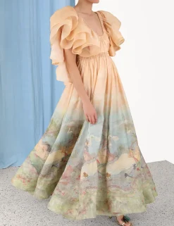 Clearance ZIMMERMANN Lyrical Frill Neck Gown