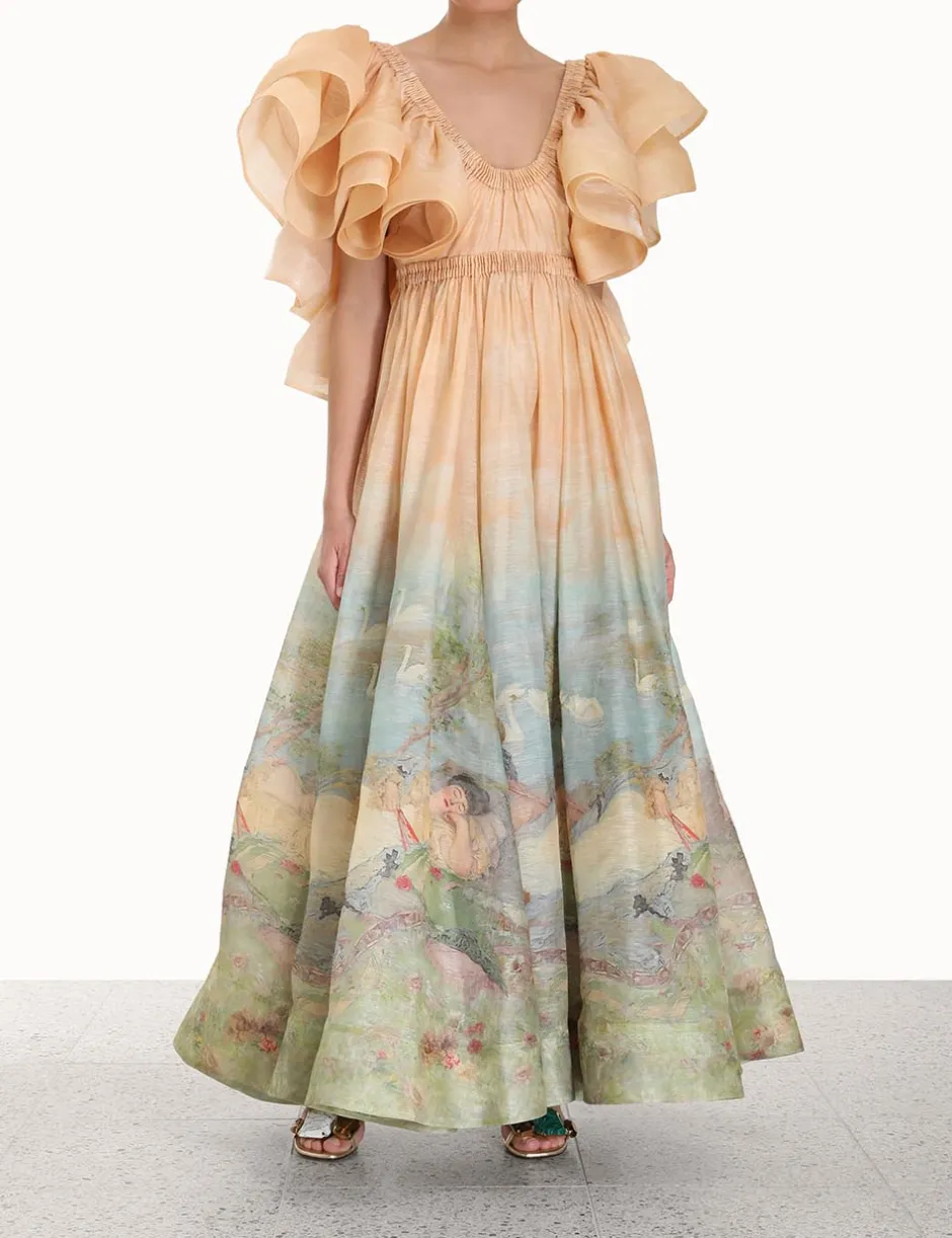 Online ZIMMERMANN Lyrical Frill Neck Gown