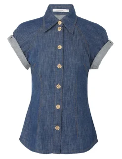 New ZIMMERMANN Matchmaker Denim Blouse