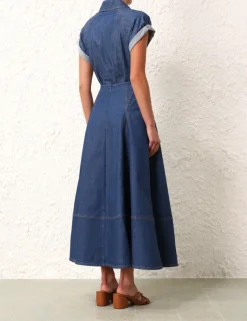 Clearance ZIMMERMANN Matchmaker Denim Flare Skirt