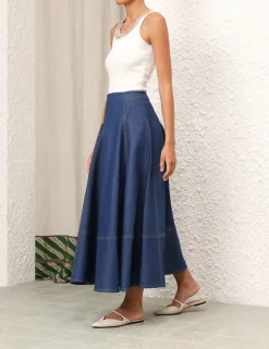 Best ZIMMERMANN Matchmaker Denim Flare Skirt