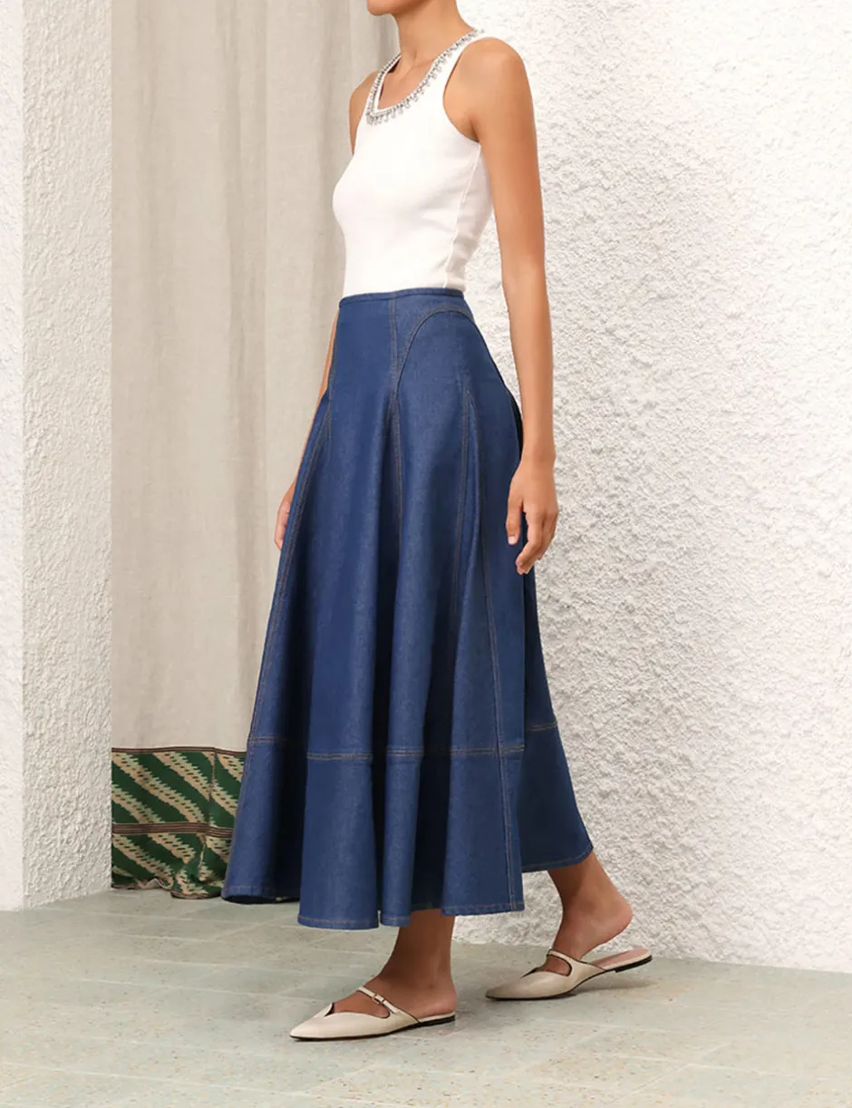 Best ZIMMERMANN Matchmaker Denim Flare Skirt