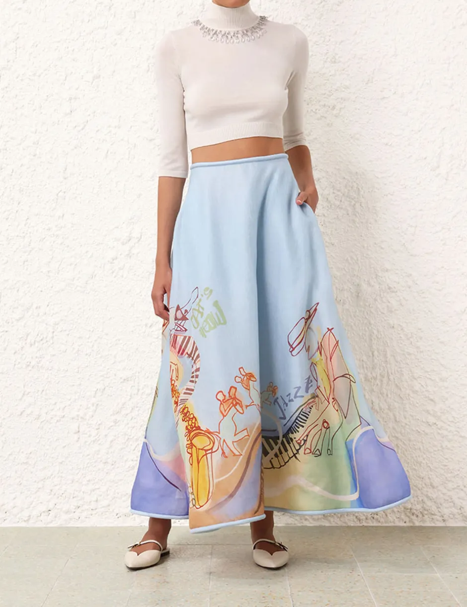 Clearance ZIMMERMANN Matchmaker Poster Flare Skirt