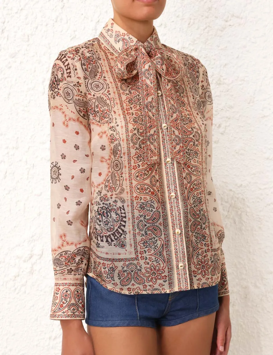 New ZIMMERMANN Matchmaker Tie Neck Blouse