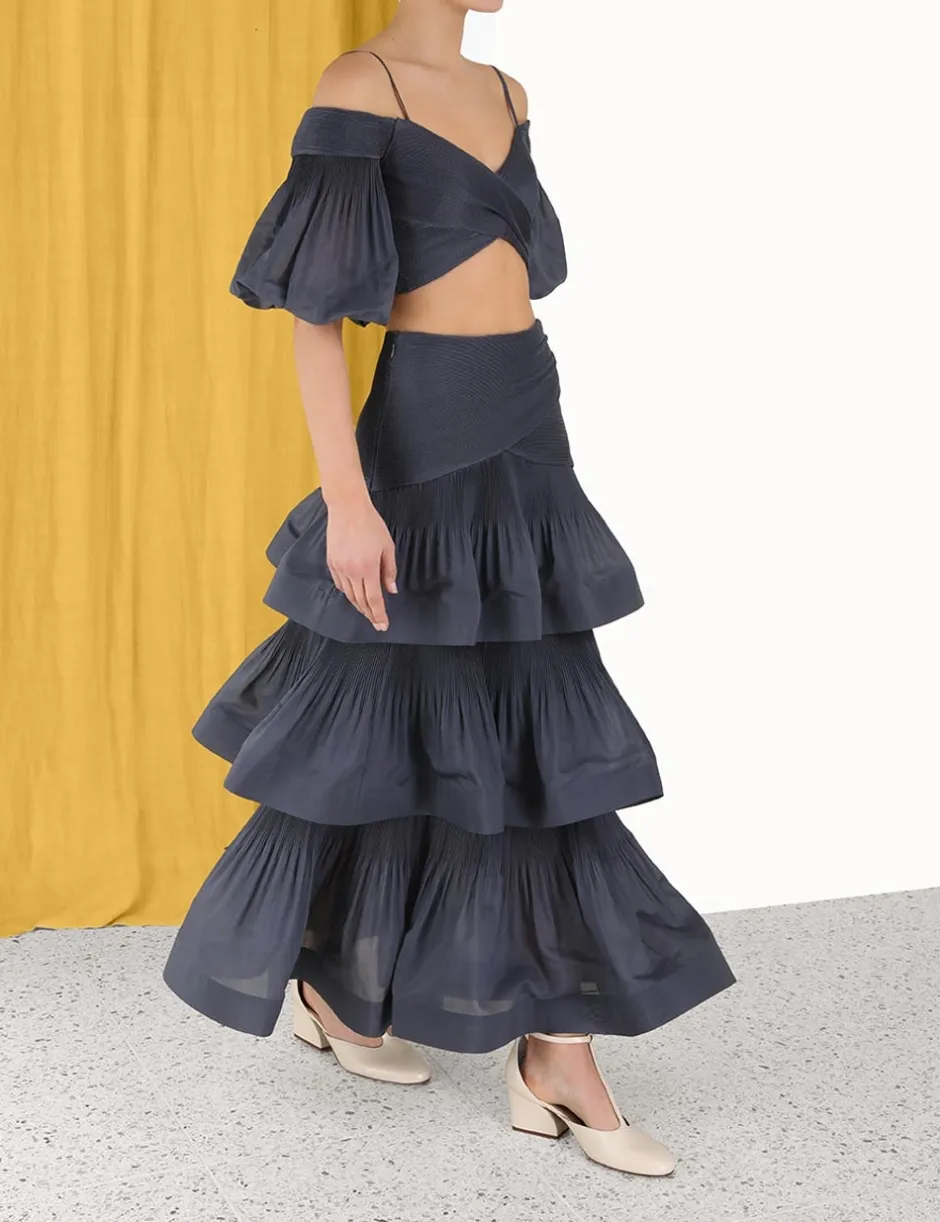 Outlet ZIMMERMANN Pleated Tiered Skirt