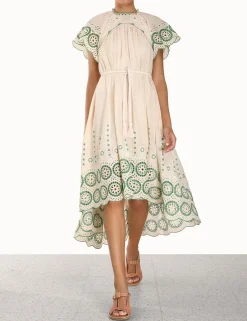 New ZIMMERMANN Raie Embroidered Dress
