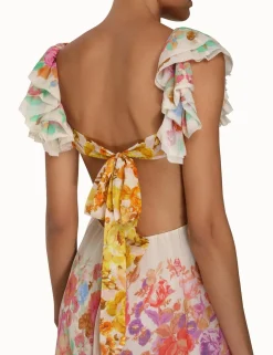 Sale ZIMMERMANN Raie Frill Shoulder Midi Dress