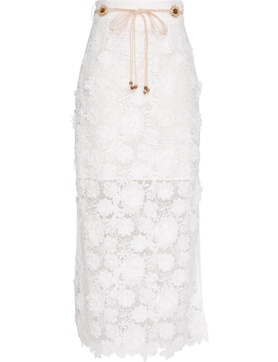 ZIMMERMANN Raie Lace Flower Skirt
