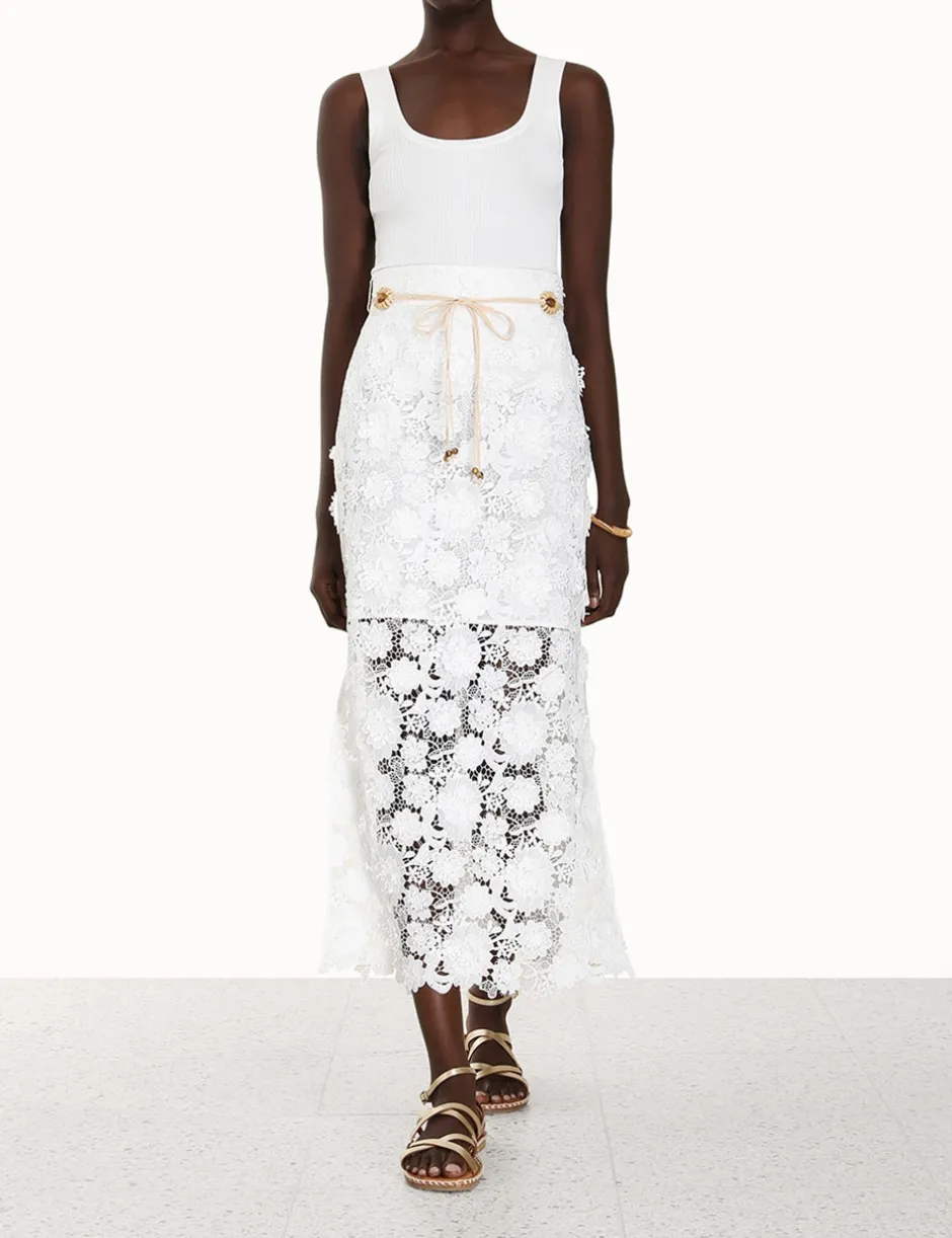 ZIMMERMANN Raie Lace Flower Skirt