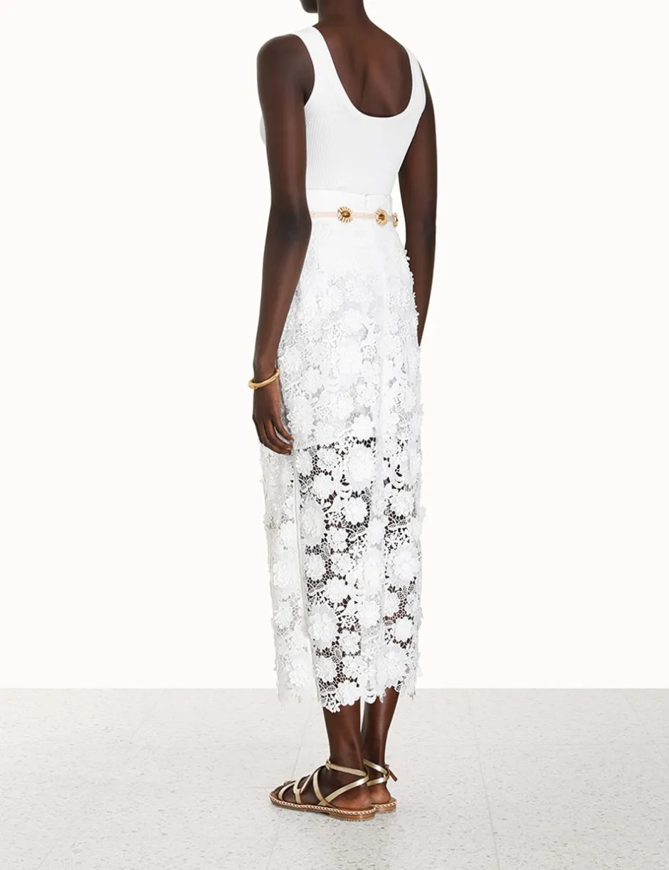ZIMMERMANN Raie Lace Flower Skirt