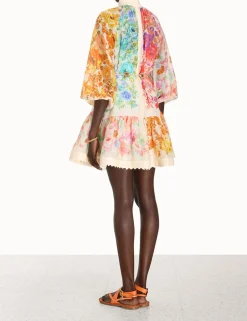 New ZIMMERMANN Raie Lantern Mini Dress
