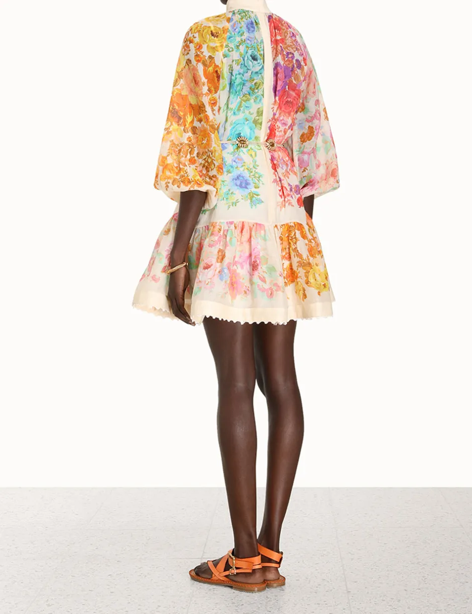 New ZIMMERMANN Raie Lantern Mini Dress