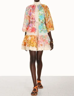 Clearance ZIMMERMANN Raie Lantern Mini Dress