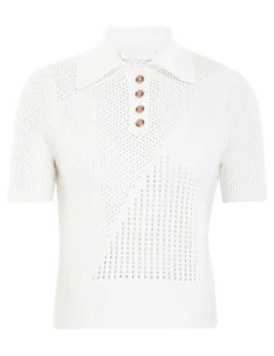 Clearance ZIMMERMANN Raie Mesh Knit Polo