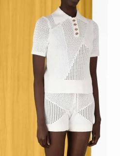 Clearance ZIMMERMANN Raie Mesh Knit Polo