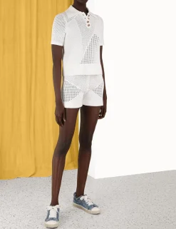 Online ZIMMERMANN Raie Mesh Knit Shorts