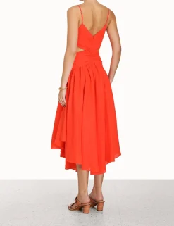 Best ZIMMERMANN Raie Plunge Cut Out Midi Dress